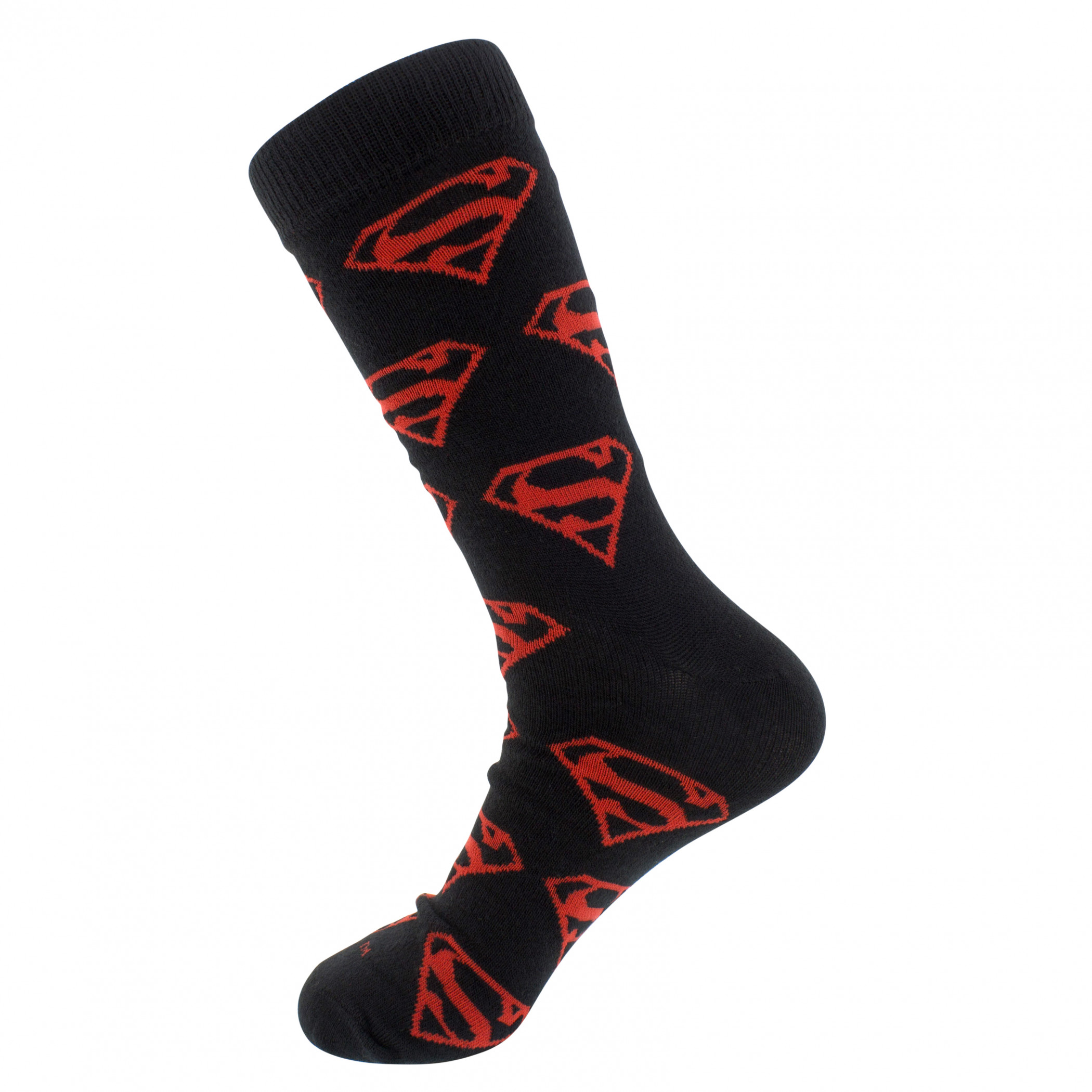 Superman Suit and Superboy Logos 2-Pair Pack of Crew Socks